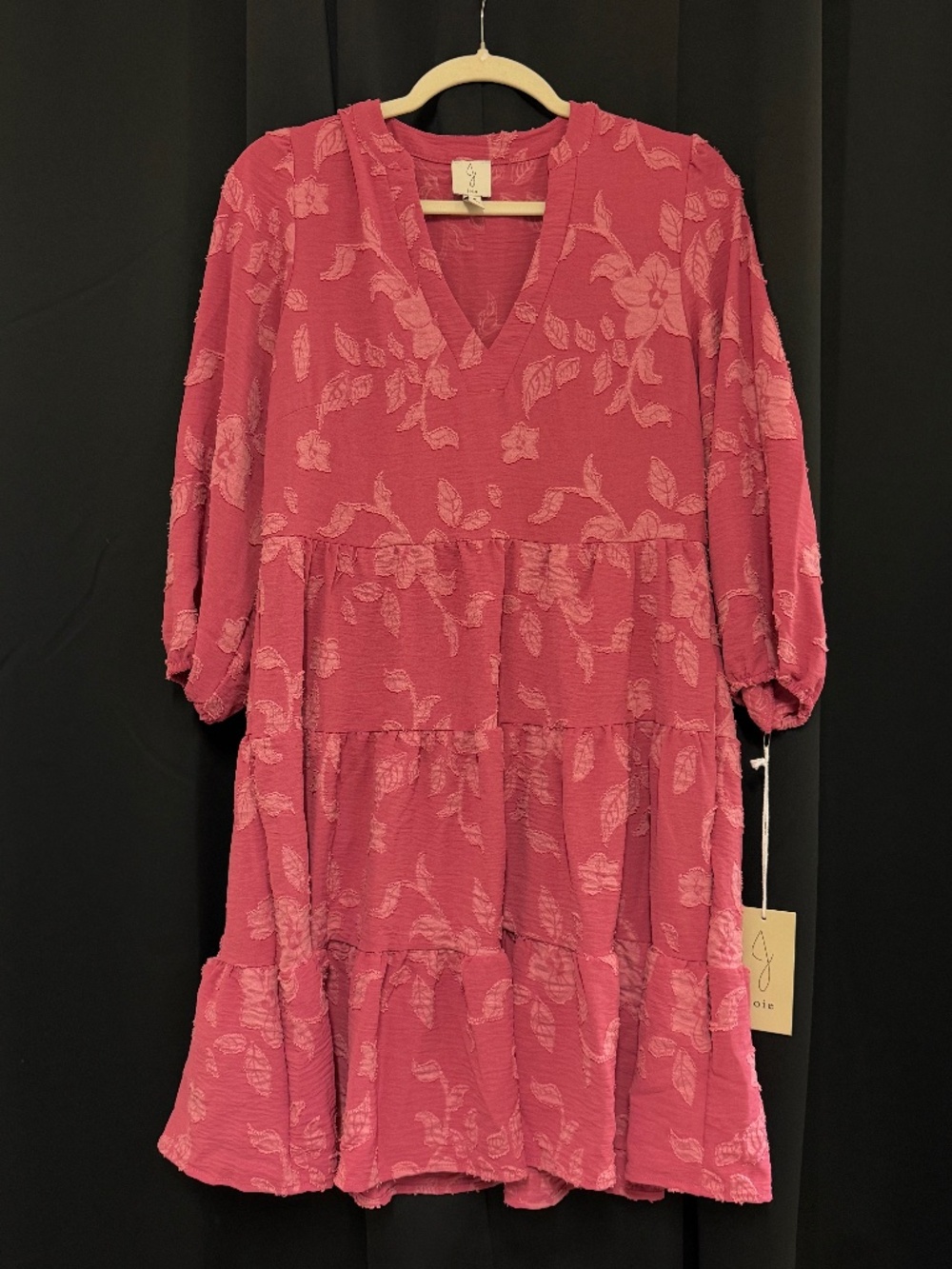NWT Joie Pink Floral Jacquard Tiered Mini Dress Size S